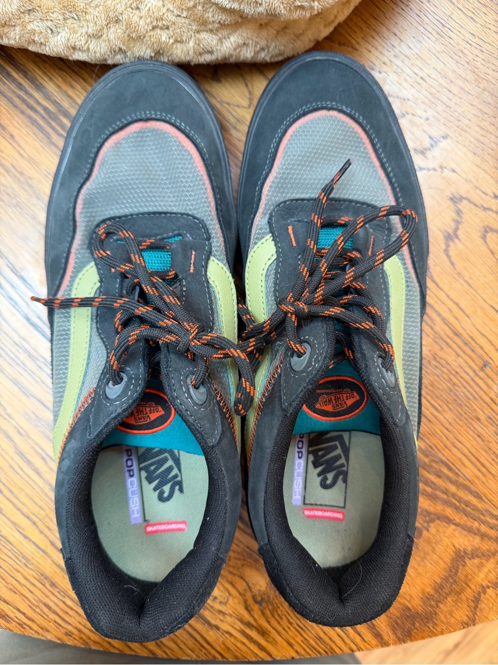 Vans Men's Gray Sneakers with Green and Orange Accents